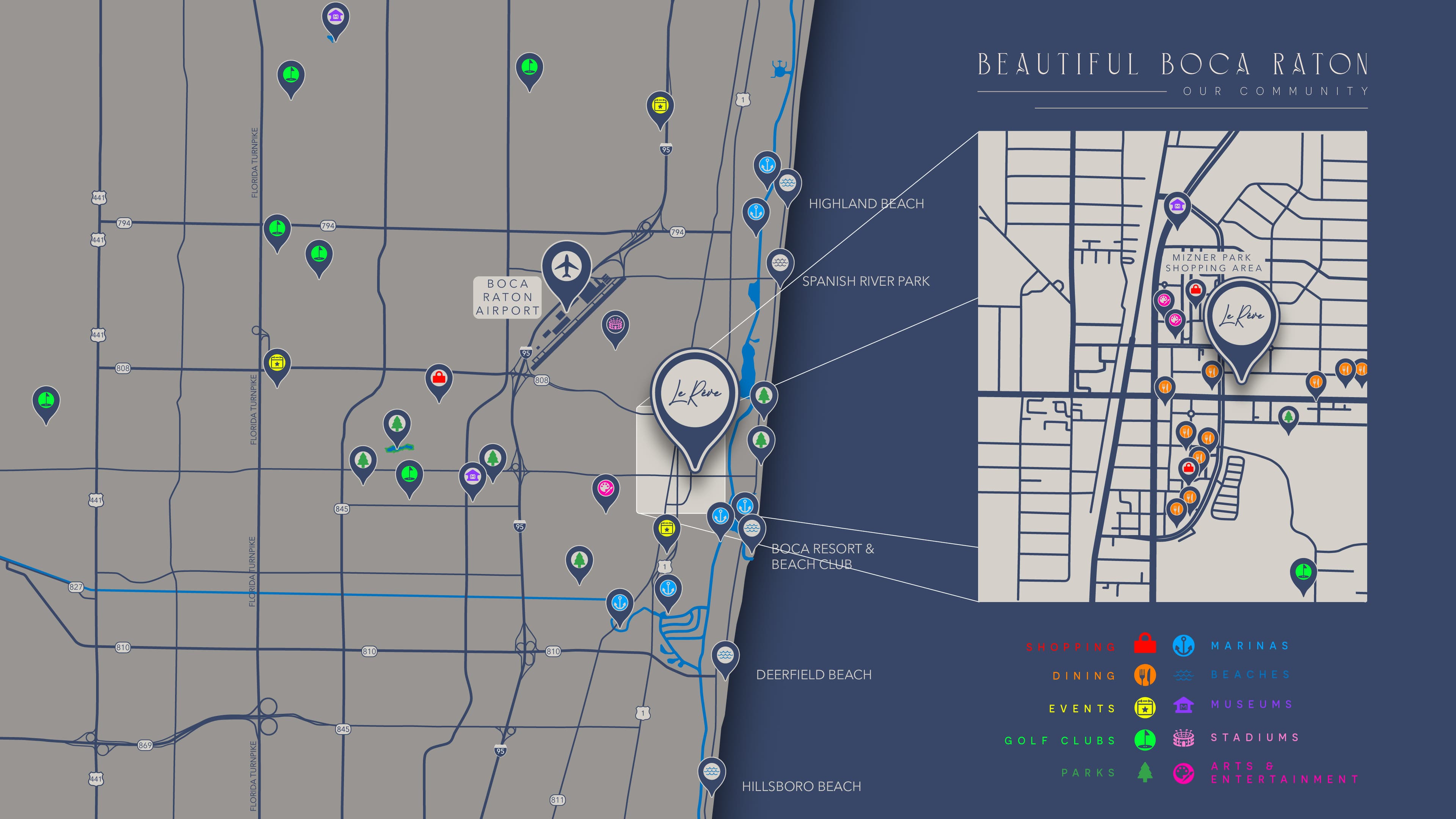Le Rêve location map — downtown Boca Raton